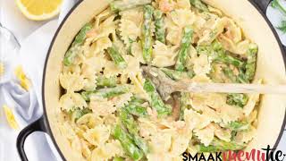 Pasta met asperges en zalm in een romige dillesaus [upl. by Atolrac]