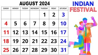 Calendar August 2024  August Calendar 2024 with Holidays  August 2024 Calendar  2024 Calendar [upl. by Mariandi]