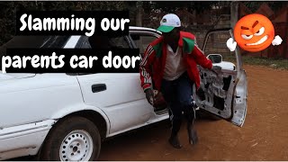 SLAMMING CAR DOOR PRANK ON PARENTSHILARIOUS [upl. by Eugatnom]