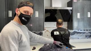 Installing a Glass Kitchen Splashback with CreoGlass Design  Crystal Stones Design [upl. by Nimzzaj]