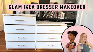 Glam Furniture Flip Ikea Dresser Makeover  Malm IKEA Hack [upl. by Icart]