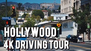 🇺🇸Hollywood Blvd Driving Tour 4K  Scenic Los Angeles Neighborhood Drive 🌳 No Talking [upl. by Jermaine]