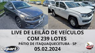 LIVE DE LEILÃO DE VEÍCULOS NA COPART COM 239 LOTES 05022024 PÁTIO DE ITAQUAQUECETUBA  SP [upl. by Acnaib]