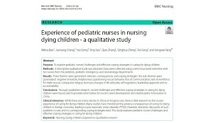 Journal Club August 2024  Nurses experiences of nursing dying children [upl. by Adnoluy587]