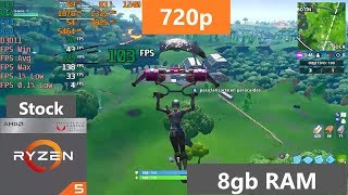 Ryzen 5 2400g stock  Fornite 720p test 1280x720  Season 8  Competitive settings  Benchmark [upl. by Sessler]