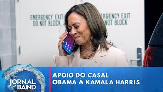 Apoio do casal Obama à Kamala Harris aumenta confiança dos democratas  Jornal da Band [upl. by Theadora]