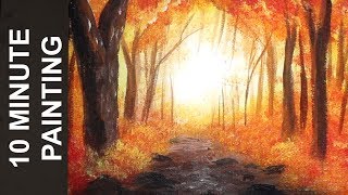 Painting a Misty Autumn Forest Landscape with Acrylics in 10 Minutes [upl. by Russo]