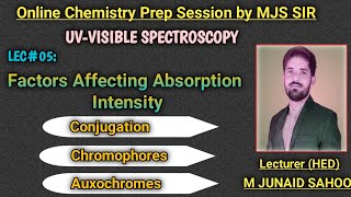 L05 UVVisible SpectroscopyFactors AffectingconjugationChromophoreAuxochromeMJS [upl. by Inwat960]