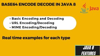 13 How to Encode and Decode the data in java 8  Java 8 Base64 Encode Decode with examples [upl. by Selyn520]