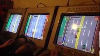 THRASH RALLY  3 cabs link joystick vs steering wheel vs spinner neogeo mvs [upl. by Iegres]