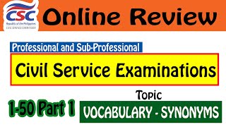 Civil Service Exam Reviewer 2024 Part 1  Vocabulary Synonyms CSC Reviewer 2024 [upl. by Ping]