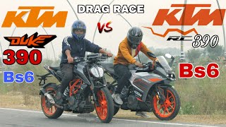 BS6 KTM DUKE 390 VS BS6 KTM RC 390  DRAG RACE  HIGHWAY TOP END RACE  SHUBHAM YADUVANSHI [upl. by Tamra]