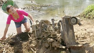 Repair recover maintain oil powered winch machine abandoned Restoration repair \ GENIUS GIRL [upl. by Johannah]