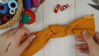 2 Minutes Turban Knot Headband Making ❤️ Knotted Headband Sewing Tutorial [upl. by Garihc]