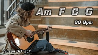 A Minor 90 Bpm Acoustic Guitar Backing Track with Cajon [upl. by Meek]