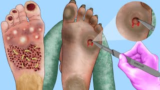 ASMR Wart Removal amp Foot Deep Cleaning Animation [upl. by Riorsson]