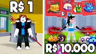 CONTA DE R 1 REAL R10 REAIS R100 REAIS E R10000 REAIS NO BLOX FRUITS [upl. by Emelin225]