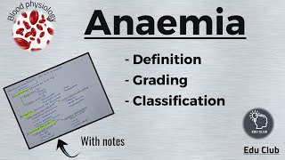 Anemia  Definition  Classification  Grading  Anaemia  Blood Physiology [upl. by Domel]