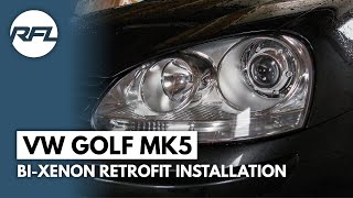 VW Golf Rabbit MKV MK5  HID Xenon DIY custom Headlight Upgrade installation [upl. by Oremar]