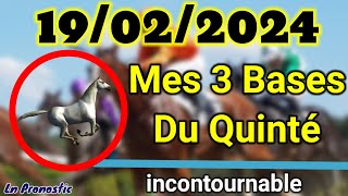 Pronostics PMU Mes 3 bases incontournable LUNDI 19 FÉVRIER 2024 VINCENNES [upl. by Merrile]