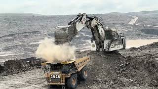 LIEBHERR R9350 EXCAVATOR  LOADING CATERPILLAR DUMPER  NON STOP FOR 3 HOUR  MINING STORY [upl. by Aciamaj]