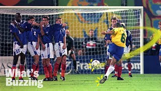 How Roberto Carlos pulled the quotimpossible free kickquot against France in 1997 [upl. by Signe]