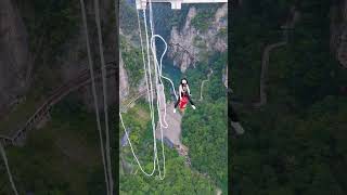 Zhangjiajie Grand Canyon Glass Bridge Bungee Jumping First Person View [upl. by Verdi]