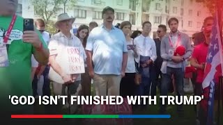 ‘God isn’t finished with Trump’ Supporters hold get well vigil for Trump  ABSCBN News [upl. by Ssilb785]