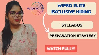 Wipro Elite Exclusive Hiring  Syllabus  2 weeks Prep Strategy  Interview Questions [upl. by Urdna605]