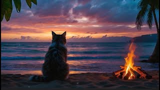 Beach Ambience  Relaxing Ocean Waves with Crackling Fire Sounds  White Noise for Sleep [upl. by Lauritz]