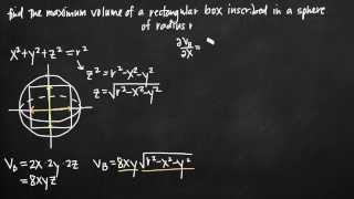 Max volume of a rectangular box inscribed in a sphere KristaKingMath [upl. by Donatelli]