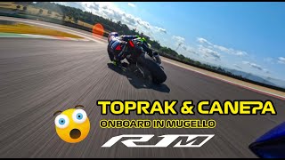 Toprak Razgatlıoğlu amp Canepa onboard in Mugello with the R1M [upl. by Alidis]