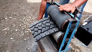 Making sandals with vulcanized rubber waste [upl. by Peedsaj547]