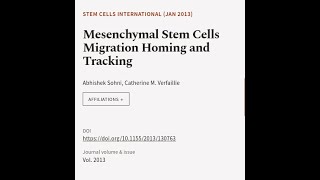 Mesenchymal Stem Cells Migration Homing and Tracking  RTCLTV [upl. by Ramej]