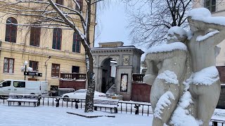 Stockholm Walks Katarinaberget in snow 🇸🇪 [upl. by Kcirrad]