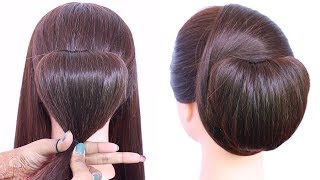 Chignon hair style trick with using clutcher  elegant updo hairstyle  chinese bun [upl. by Daiz]