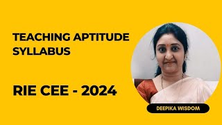 01 BED Entrance  ITEP  Exam Syllabus 2024  Teaching Aptitude  RIE CEE 2024  deepikawisdom [upl. by Dagall]