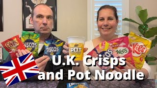 Americans Try Crisps and Pot Noodle from the UK  Thomas Box 2 [upl. by Olumor99]