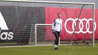 MANUEL NEUER ZURÜCK IM TRAINING  FC Bayern Torwarttraining vor CLRückspiel gegen Salzburg FCBSAL [upl. by Suirtimed672]