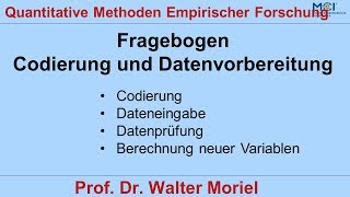 Quantitative Methoden  Fragebogen Codierung und Datenprüfung [upl. by Aneleairam571]