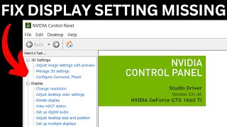 How To Fix NVIDIA Control Panel Display Settings Missing or Not Showing [upl. by Nary224]