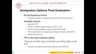 SCU ISS Post Graduation Immigration Options [upl. by Wilmott]