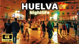 🇪🇦4K HUELVA  Relaxing Midnight City Walking Tour  Andalucía Spain [upl. by Ahsenrat]