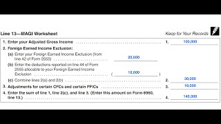 IRS Form 8960 MAGI Worksheet Walkthrough Line 13 [upl. by Lytle]