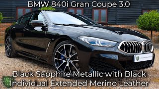 BMW 840i Gran Coupe 30 Automatic registered March 2020 20 finished in Black Sapphire Metallic [upl. by Bentlee]