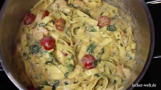 Leckere OnePot Garnelen Spinat Pasta [upl. by Aikin]