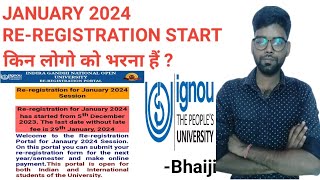 January 2024 session Reregistration start in IGNOU [upl. by Sacul]