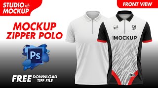 Mockup Zipper Polo Shirt  TiffPhotoshop Mockup  Free Download Mockup  Front View Mockup [upl. by Inod]