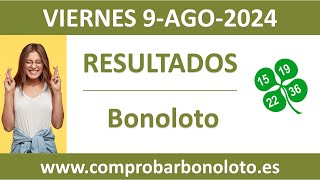 Resultado del sorteo Bonoloto del viernes 9 de agosto de 2024 [upl. by Susana905]