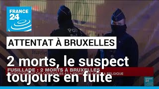 Attentat à Bruxelles  2 Suédois morts le suspect toujours en fuite • FRANCE 24 [upl. by Aisyat]